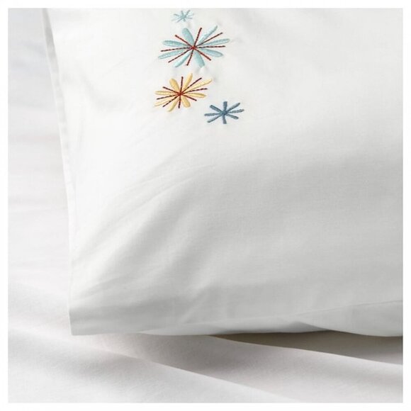IKEA Tillgiven CRIB Duvet + Cover + Pillows SET White w Flower Starburst - Picture 3 of 12
